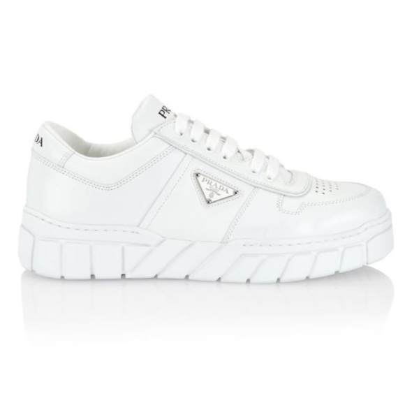 Prada Logo Plaque Chunky Leather Sneakers White Men’s Size 7 - Picture 1 of 10
